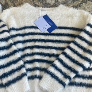 Women's plus size 3X Fuzzy Yarn Striped Crewneck Sweater - La Ligne x Targ…